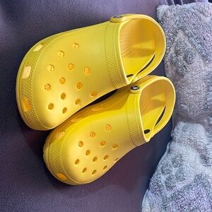 Very bright yellow crocs!